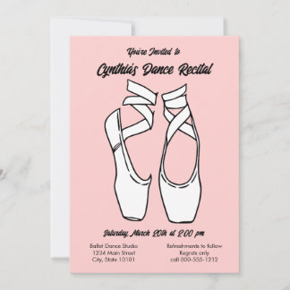 Minimalist Pink Ballet Dance Recital Invitation