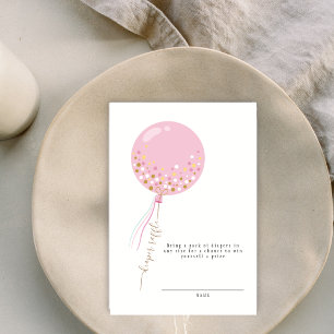 Minimalist Pink Balloon Diaper Raffle Baby Shower Enclosure Card