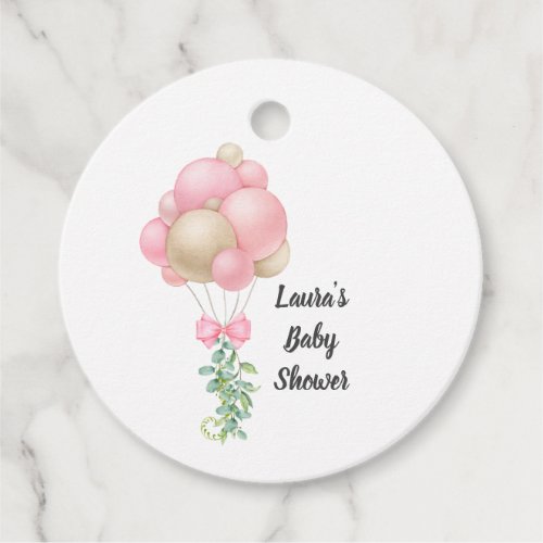 Minimalist Pink Balloons Girl Baby Shower Favor Tags