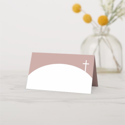 Minimalist pink baptism place cards