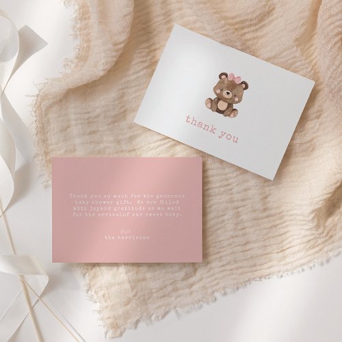 Minimalist Pink Bear Girl Baby Shower