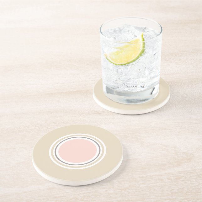 Minimalist Pink Beige Geometric Sandstone Coaster (Side)