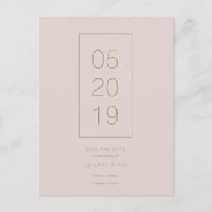 Minimalist Pink Beige Save the Date Postcard