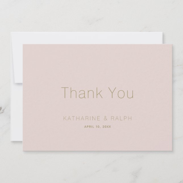 Minimalist Pink Beige Wedding Thank You (Front)
