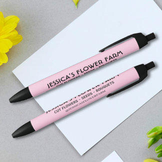 Minimalist Pink & Black Business Name Social Media Pen