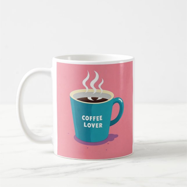 Minimalist Pink Blue Coffee cup lover  (Left)