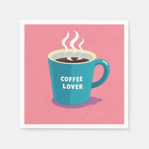 Minimalist Pink Blue Coffee cup lover  Napkins