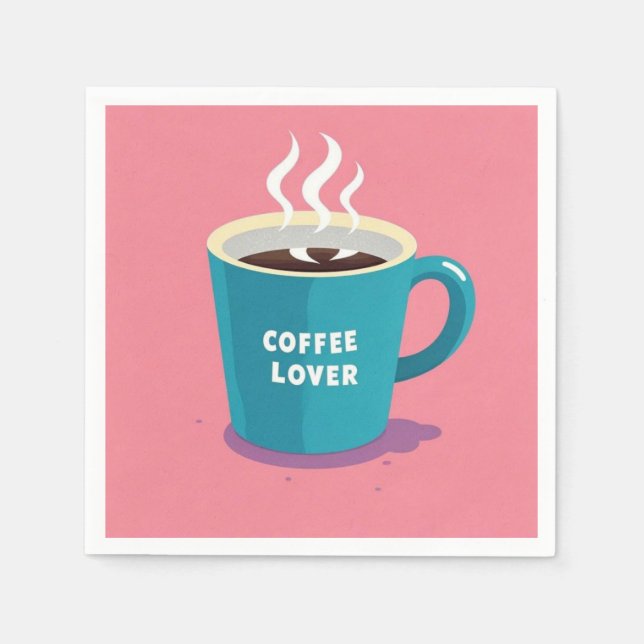 Minimalist Pink Blue Coffee cup lover  Napkins (Front)