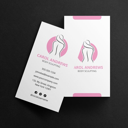 Minimalist Pink Body Sculpting Contouring Health Business Card