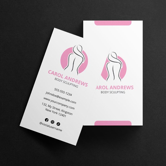 Minimalist Pink Body Sculpting Contouring Health Business Card (Creator Uploaded)