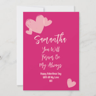 Minimalist Pink Bold Sweet Valentine for Adult  Holiday Card