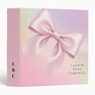 Minimalist Pink Bow Baby Shower 3 Ring Binder