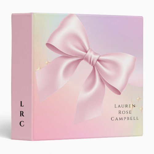Minimalist Pink Bow Baby Shower 3 Ring Binder
