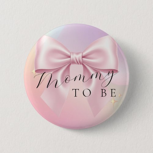 Minimalist Pink Bow Baby Shower Button