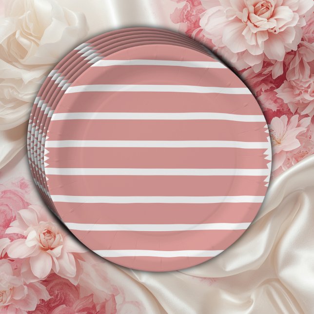 Minimalist Pink Bow Baby Shower Paper Plates (Creator Uploaded)