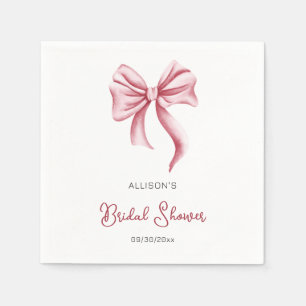 Minimalist Pink Bow Bridal Shower Napkins