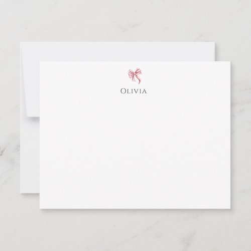 Minimalist Pink Bow Coquette Note Card