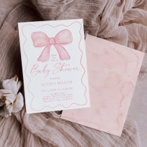 Minimalist Pink Bow Girl Baby Shower Invitation