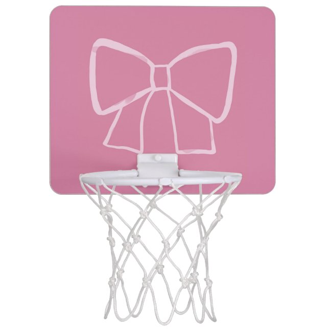 Minimalist Pink Bow Mini Basketball Hoop (Front)