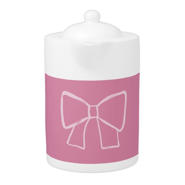 Minimalist Pink Bow Teapot (Front)