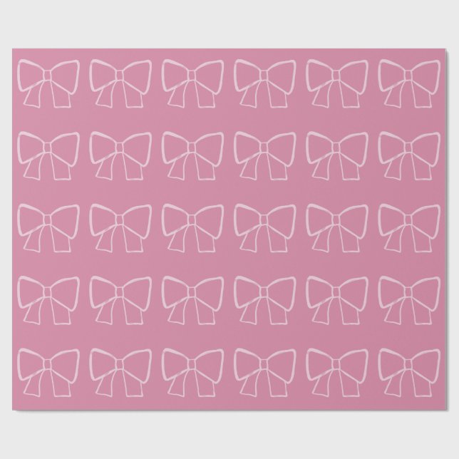Minimalist Pink Bow Wrapping Paper (Flat)