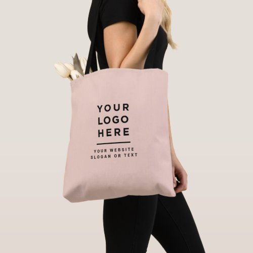Minimalist Pink Brown Chic Custom logo text Tote Bag