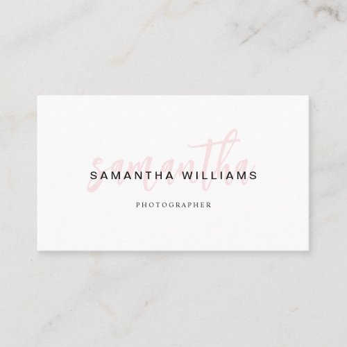 Minimalist Pink Brushed Script Calligraphy QR Code Business Card