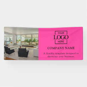 Minimalist Pink Business Logo Professional Vinyl Banner