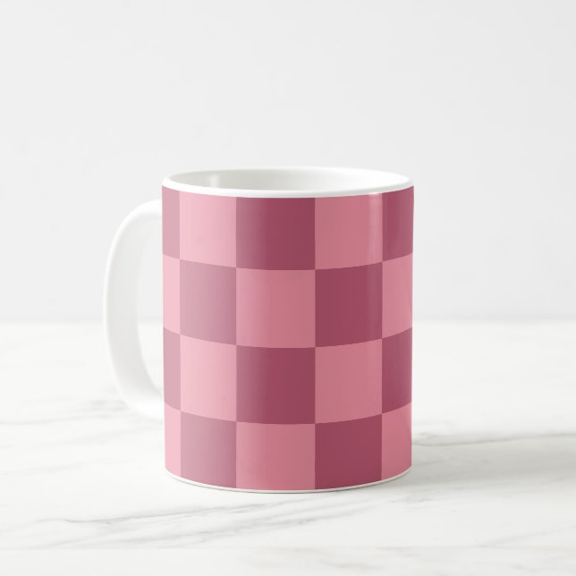 Minimalist Pink Checkerboard Pattern Coffee Mug (Front Left)