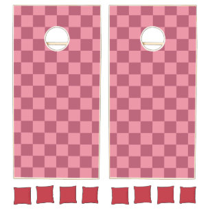 Minimalist Pink Checkerboard Pattern Cornhole Set