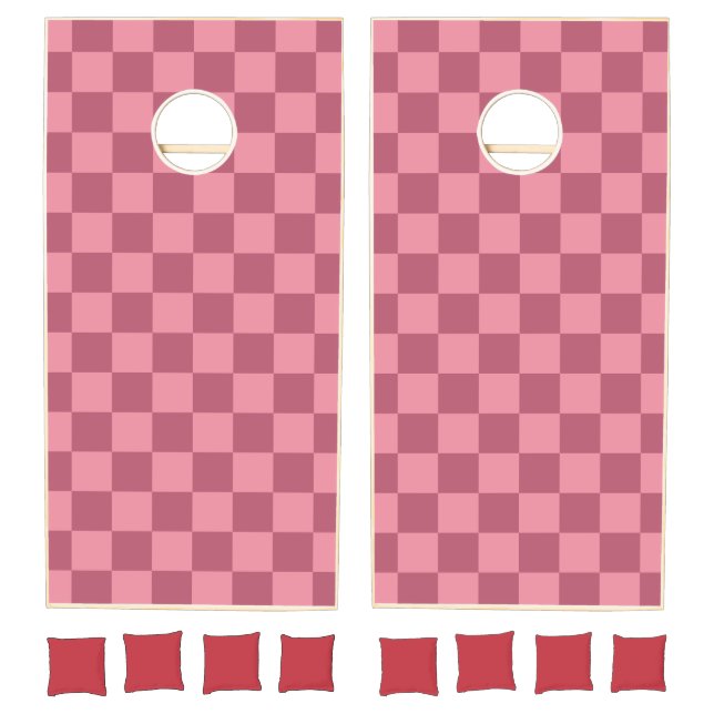 Minimalist Pink Checkerboard Pattern Cornhole Set (Set)