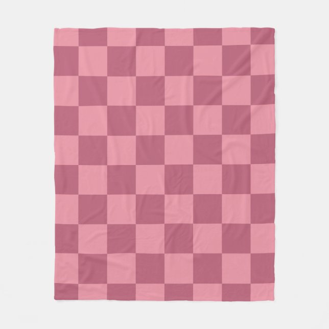 Minimalist Pink Checkerboard Pattern Fleece Blanket (Front)