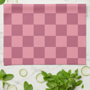 Minimalist Pink Checkerboard Pattern Kitchen Towel