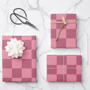 Minimalist Pink Checkerboard Pattern Wrapping Paper Sheets