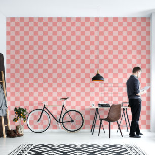 Minimalist Pink Checkered Pattern Wallpaper