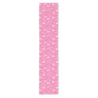 Minimalist Pink Christmas Tree Pattern Short Table Runner