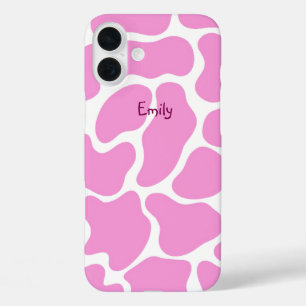 Minimalist Pink Cow Print  iPhone 16 Plus Case