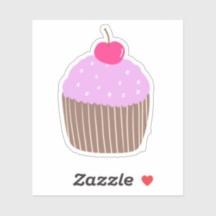 Minimalist Pink Cupcake Cherry Gift Sticker
