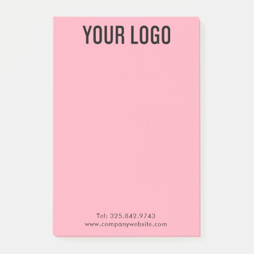 Minimalist Pink Custom Business Company Logo Post_it Notes