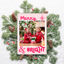 Minimalist Pink Cute Family Photo Christmas