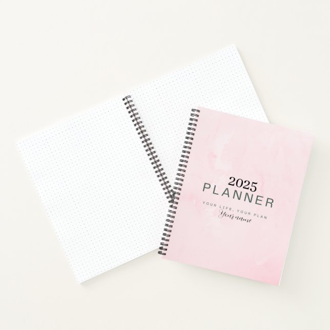 Minimalist Pink Diary Daily Schedule Planner Notes Notebook (Inside)