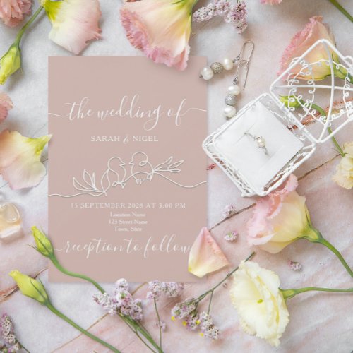 Minimalist Pink Dusty Rose Wedding Invitation