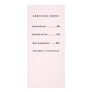 Minimalist Pink Esthetician Price List Aftercare Rack Card