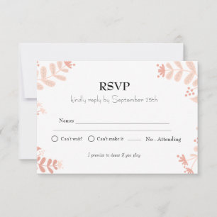 Minimalist Pink Floral Kids Birthday Party RSVP Card