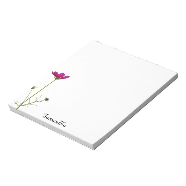 Minimalist Pink Floral | Personalized Notepad (Rotated)