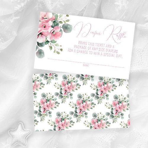 Minimalist Pink Floral Watercolor Girl Baby Shower Enclosure Card