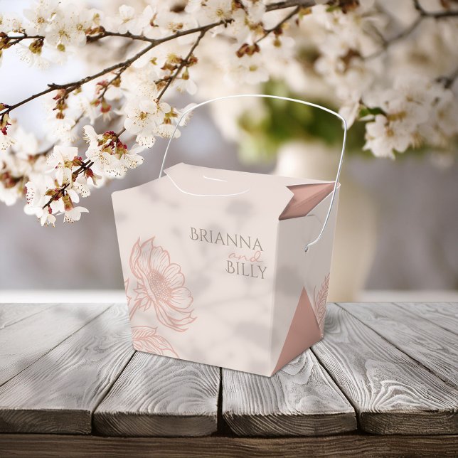 Minimalist Pink Floral Wedding Favor Boxes (Creator Uploaded)