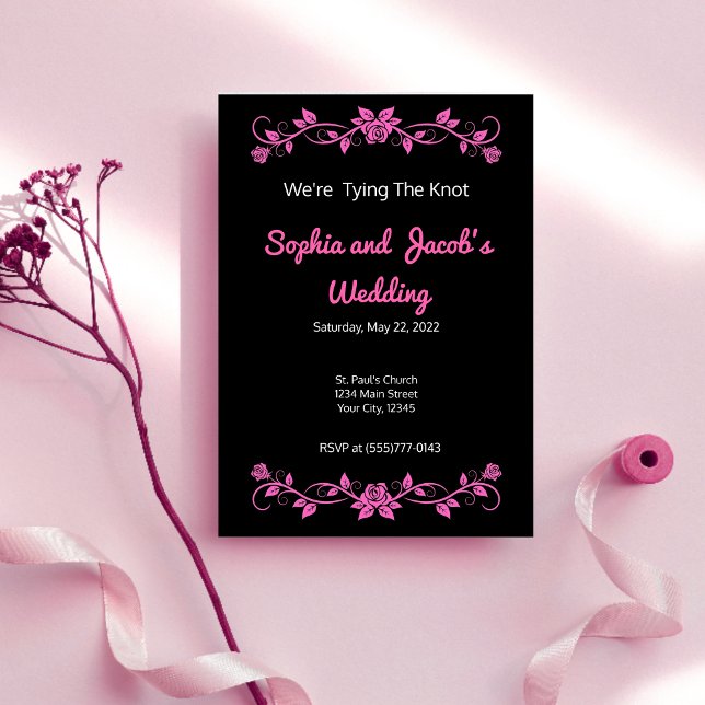 Minimalist Pink Flower Wedding Invitation (Creator Uploaded)