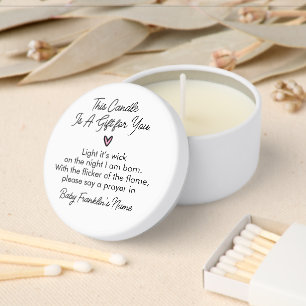 Minimalist Pink Girl Baby Shower Prayer for Baby Mini Candle Favors