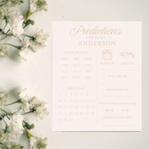 Minimalist Pink Girl Baby Shower Predictions Game